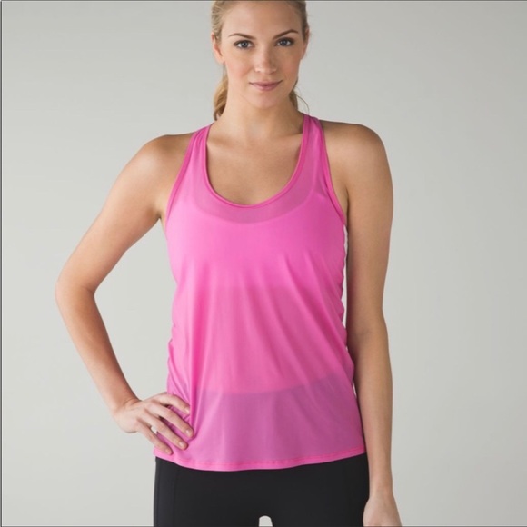 Lululemon Tranquil Tank in Pink Paradise Mesh Open Back Top no tag size 8 Rare - Picture 2 of 7